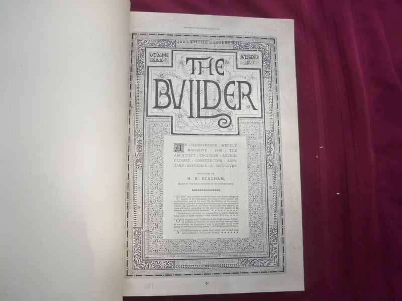 1901 JAN-DEC THE BUILDER U. K. MAGAZINE BOUND VOLUMES - 2 VOLS - FOLD OUTS - C 7