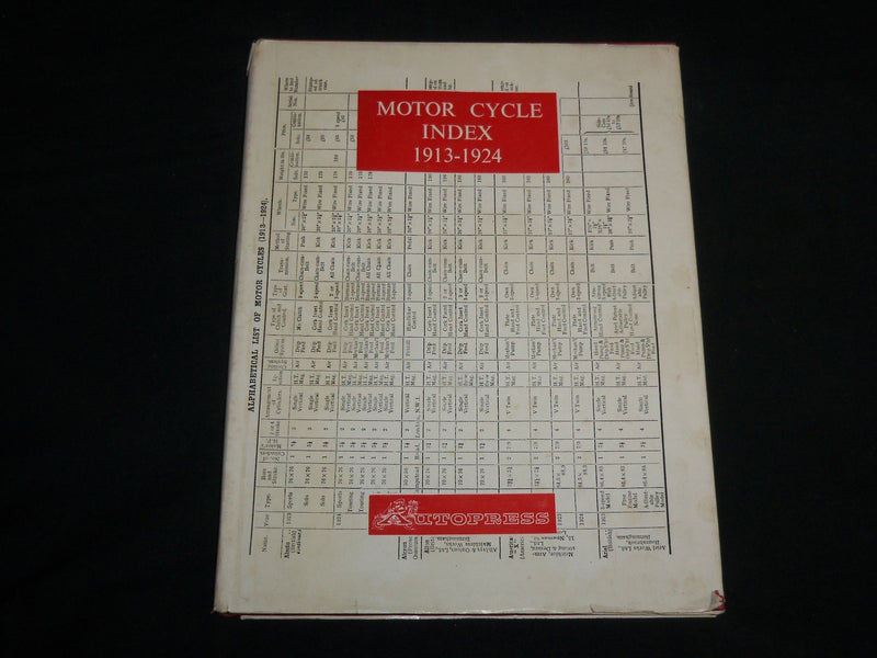 1964 MOTOR CYCLE INDEX 1913-1924 HARDCOVER BOOK - AUTOPRESS - KD 6886