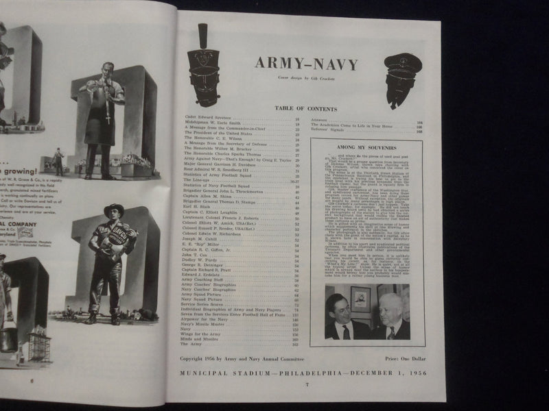 1956 DECEMBER 1 ARMY-NAVY FOOTBALL PROGRAM-MUNICIPAL STADIUM PHILADELPHIA- K 126