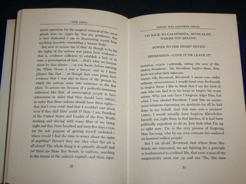 1971 OUR GANG HARDCOVER BOOK BY PHILIP ROTH - FIRST EDITION - KD 6710