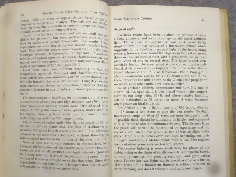 1957 AFRICAN VIOLETS, GLOXINIAS AND THEIR RELATIVES BY HAROLD MOORE JR.-KD 2760F