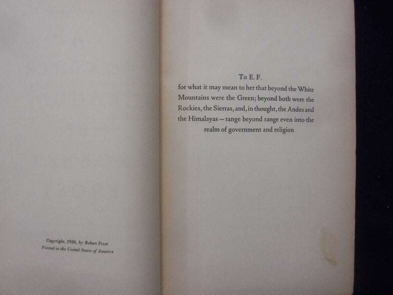 1936 A FURTHER RANGE HARDCOVER BOOK BY ROBERT FROST - KD 8414