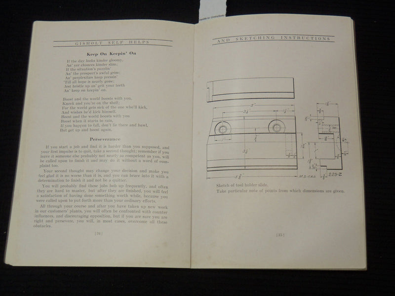 1918 SELF HELPS AND SKETCHING INSTRUCTIONS BOOK - GISHOLT MACHINE CO. - K 2617