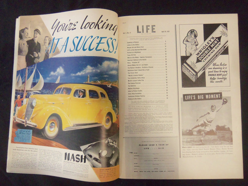 1937 APRIL 26 LIFE MAGAZINE - WHITE LEGHORN ROOSTER - L 23
