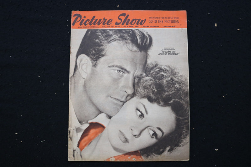 1951 JULY 14 PICTURE SHOW MAGAZINE - SUSAN HAYWARD-W. LUNDIGAN COVER - E 25189