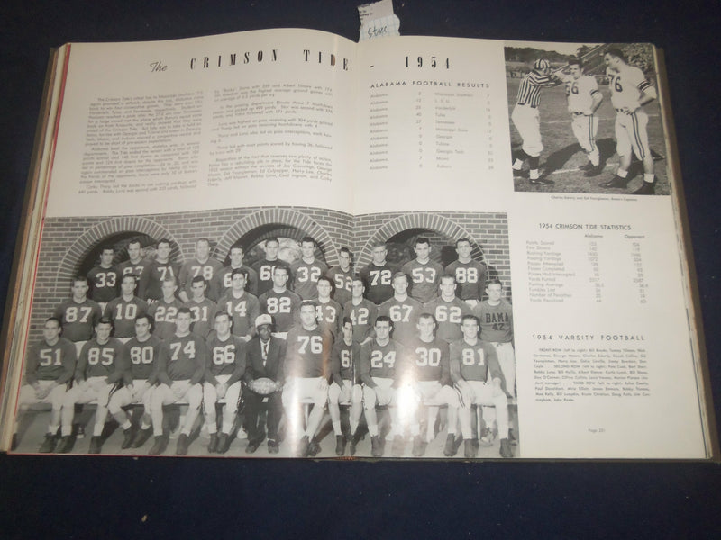 1955 THE COROLLA UNIV. OF ALABAMA YEARBOOK - TUSCALOOSA, AL- BART STARR -YB 2428