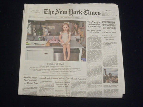 2020 SEPTEMBER 4 NEW YORK TIMES - ROCHESTER POLICE SUSPEND OFFICERS OVER DEATH