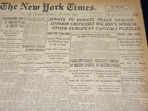 1917 JANUARY 24 NEW YORK TIMES - SENATE TO DEBATE PEACE LEAGUE - NT 8752
