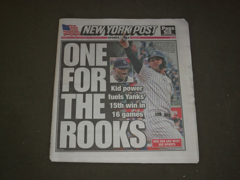 2018 MAY 7 NEW YORK POST NEWSPAPER - GLEYBER TORRES WALKOFF HOMER