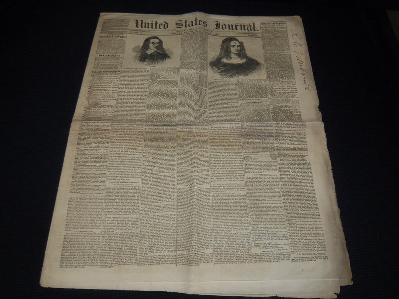 1854 DECEMBER UNITED STATES JOURNAL NEWSPAPER - JOSIAH WINSLOW - NP 3878L