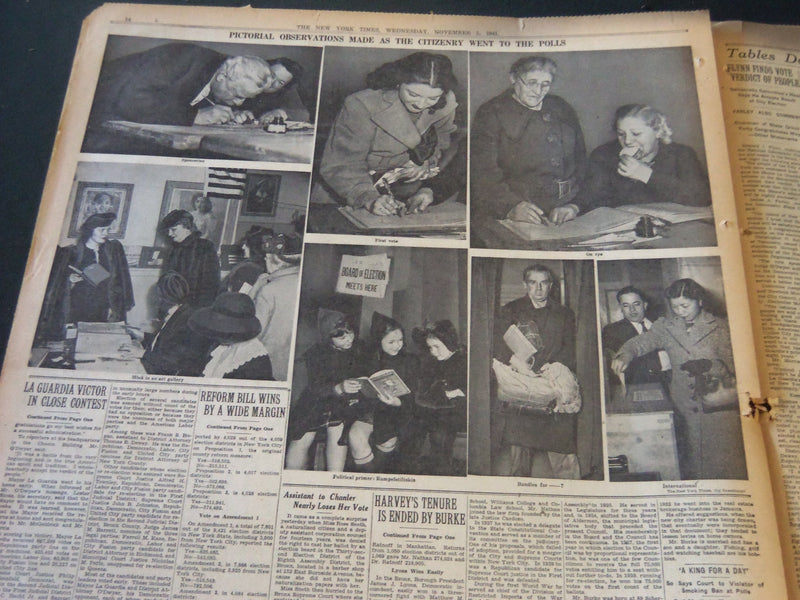 1941 NOV 5 NEW YORK TIMES - LA GUARDIA WINS A THIRD TERM BY 137,000 - NT 6314