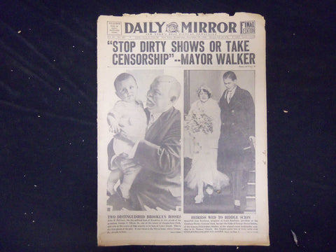 1926 DEC 29 NEW YORK DAILY MIRROR- STOP DIRTY SHOWS OR TAKE CENSORSHIP - NP 2148