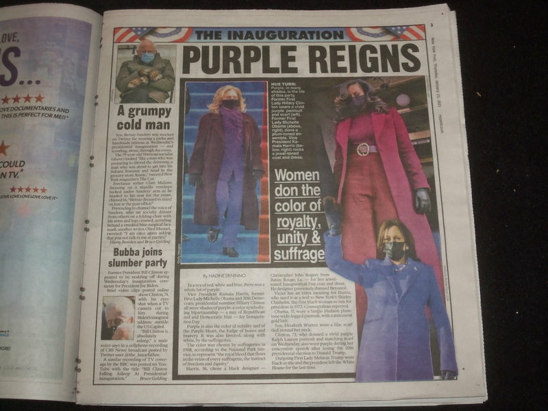 2021 JANUARY 21 NEW YORK POST NEWSPAPER -JOE BIDEN AND KAMALA HARRIS INAUGURATED