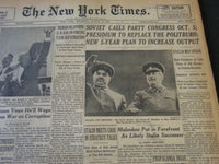 1952 AUGUST 21 NEW YORK TIMES - SOVIET CALLS PARTY CONGRESS OCT 5 - NT 5791