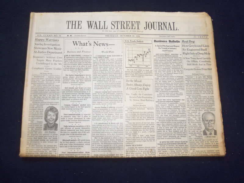 1994 OCT 20 THE WALL STREET JOURNAL - ANNE BINGAMAN - J. MICHAEL DOYLE - WJ 167