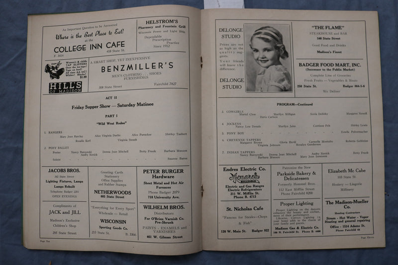 1939 LEO KEHL DANCERS PRESENT TALK OF THE TOWN PROGRAM - WISCONSIN - K 3225