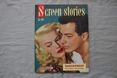 1949 MAR SCREEN STORIES MAGAZINE - CORNEL WILDE-PATRICIA KNIGHT COVER - E 19893