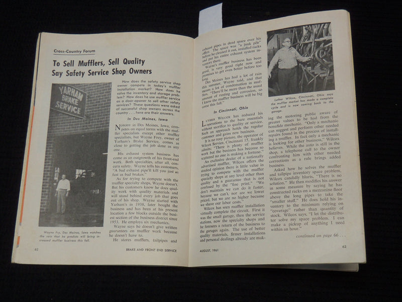 1961 AUGUST BRAKE AND FRONT END SERVICE MAGAZINE - U JOINT SERVICE - K 2645