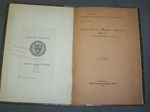 1897 DISCOVERY OF MARINE JURASSIC ROCKS IN SOUTHWESTERN TEXAS - J 4889