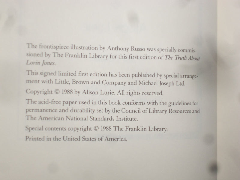 1988 THE TRUTH ABOUT LORIN JONES HARDCOVER BOOK - SIGNED 1ST EDITION - KD 8989