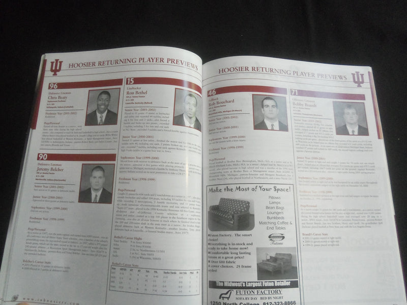 2002 NOV 16 FOOTBALL PROGRAM - INIDANA UNIVERSITY VS PENN STATE UNIV - B 5534D