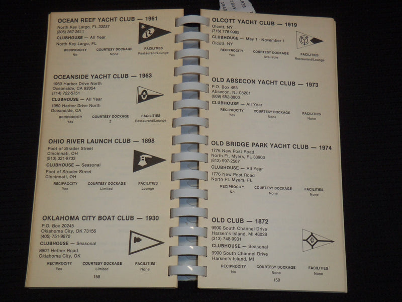 1982-1983 REGISTER OF AMERICAN YACHT CLUBS - SOFTOCVER - KD 5981Y
