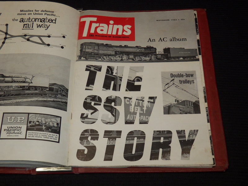 1962 TRAINS MAGAZINES BOUND VOLUME LOT OF 12 ISSUES - COMPLETE YEAR - KD 2133D