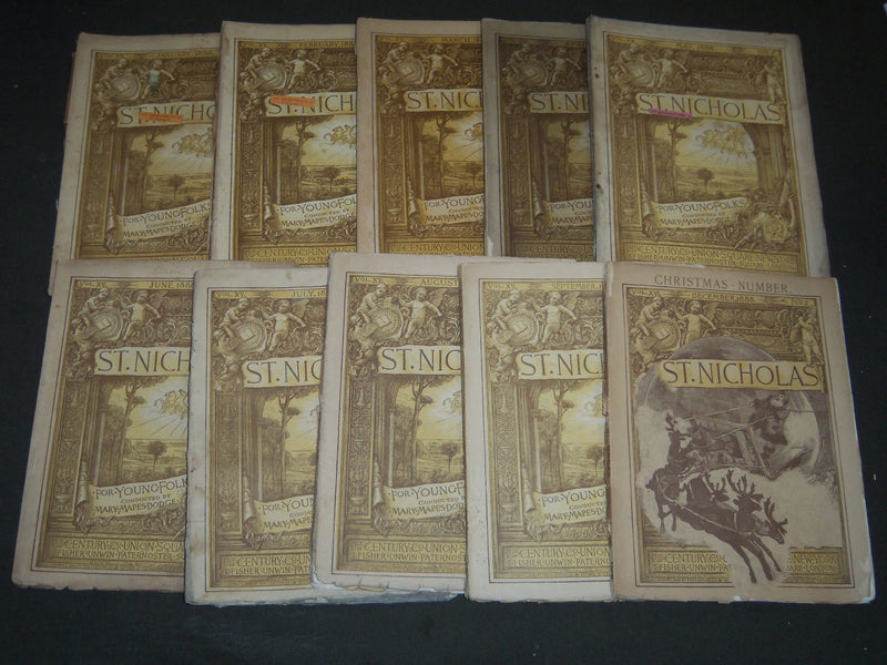 1888 ST. NICHOLAS MONTHLY MAGAZINE LOT OF 10 ISSUES - NICE ILLUS. - WR 282D
