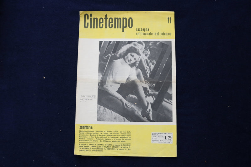 1945 NOVEMBER 15 CINETEMPO MAGAZINE - RITA HAYWORTH - ITALIAN COVER - E 23765
