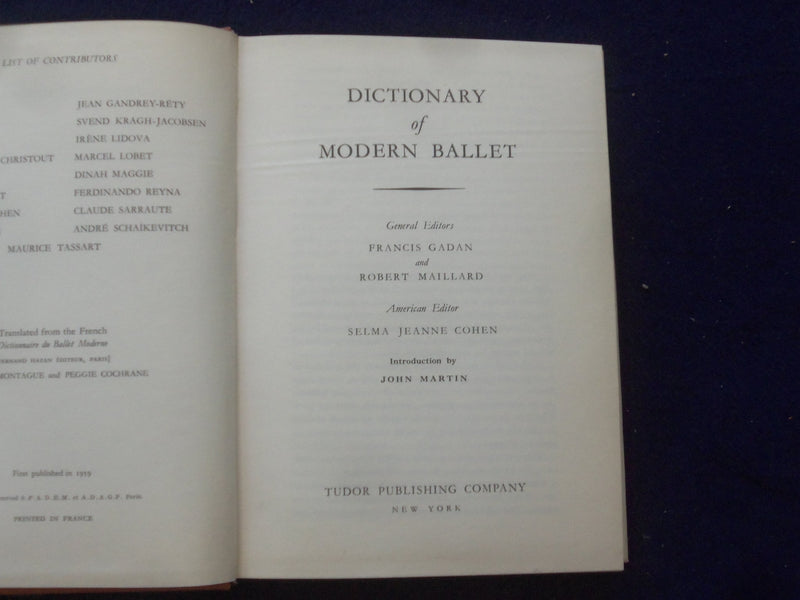 1959 DICTIONARY OF MODERN BALLET HARDCOVER BOOK BY SELMA JEANNE COHEN - KD 8772