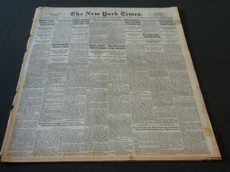 1926 JANAURY 12 NEW YORK TIMES - BANDITS MASSACRED 50 ON MEXICAN TRAIN - NT 5647