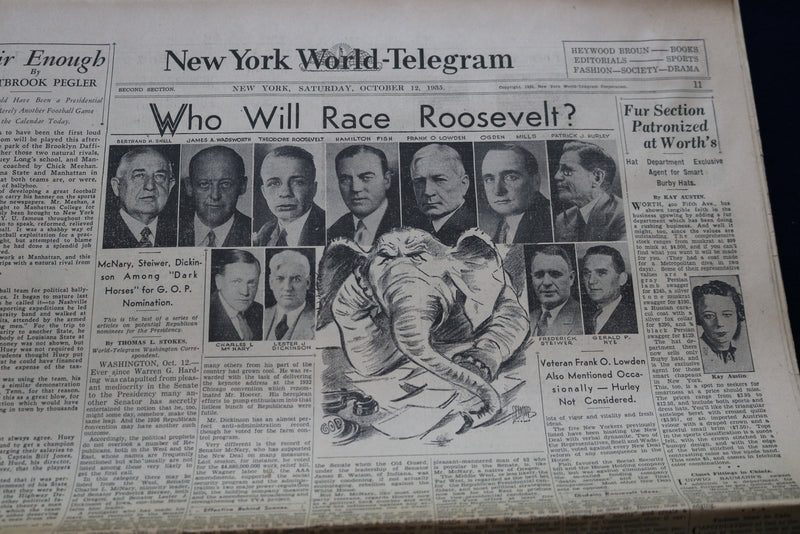 1935 OCTOBER 12 NEW YORK WORLD-TELEGRAM - HAILE SELASSIE NEW EMPEROR - NP 8870