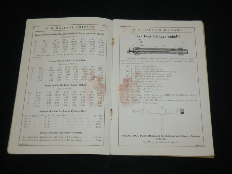 1920'S R. G. HASKINS STRAND FLEXIBLE SHAFT & MACHINERY CATALOGUE NO. 10 - J 6553
