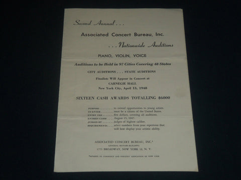 1947 ASSOCIATED CONCERT BUREAU AUDITIONS PROGRAM - SECOND ANNUAL - J 4232