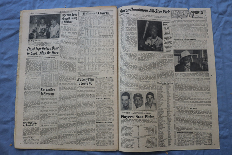 1959 JUNE 28 N.Y. SUNDAY NEWS NEWSPAPER - INGEMAR JOHANSSON CHAMP - NP 9226