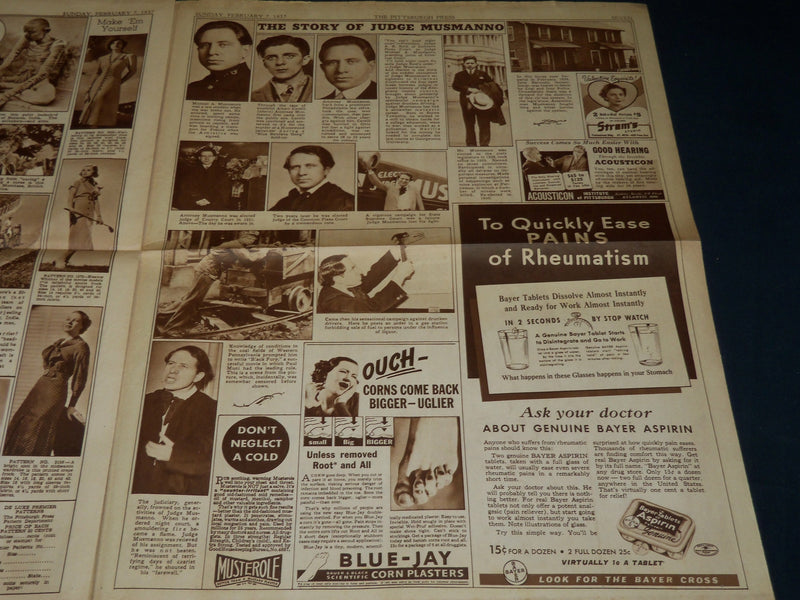 1937 FEB 7 THE PITTSBURGH PRESS SUNDAY METRO GRAVURE - ABRAHAM LINCOLN - NP 4536