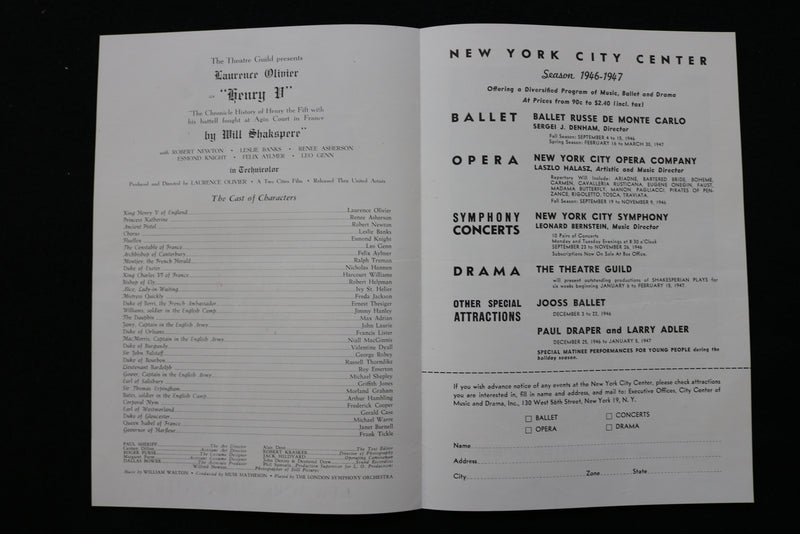 1940'S HENRY V STARRING LAURENCE OLIVIER PROGRAM - K 2285