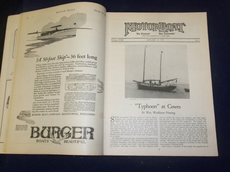 1921 JANUARY 10 MOTOR BOAT MAGAZINE - LIGHTHOUSE - VOL. XVIII, NO. 1- B 6627