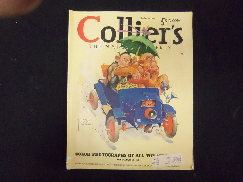 1940 OCT 19 COLLIER'S MAGAZINE - GREAT ILLUSTRATIONS, ARTICLES & ADS - ST 3663
