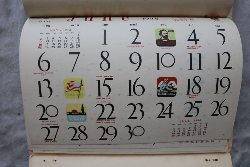 1948 PEARL FURNITURE CO. CALENDAR - CLEVELAND, OHIO - K 3457