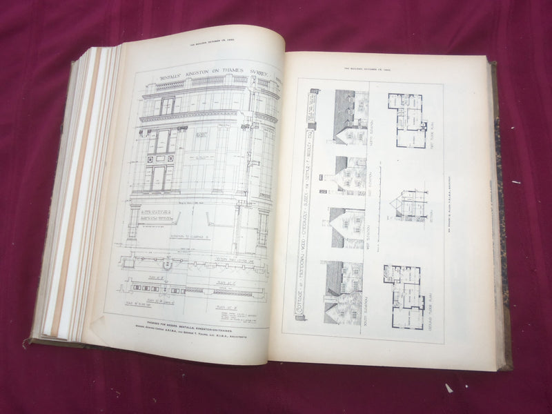 1920 JAN-DEC THE BUILDER U. K. MAGAZINE BOUND VOLUMES - 2 VOLS - FOLD OUTS- C 30