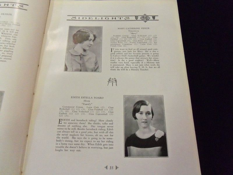 1927 TOWSON HIGH SCHOOL YEARBOOK - TOWSON MARYLAND - SIDELIGHTS - YB 203