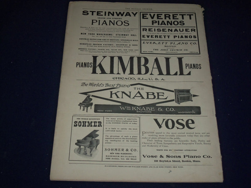 1906 JUNE 6 MUSICAL COURIER MAGAZINE - ELLA MAY SMITH COVER - ADS - J 1258