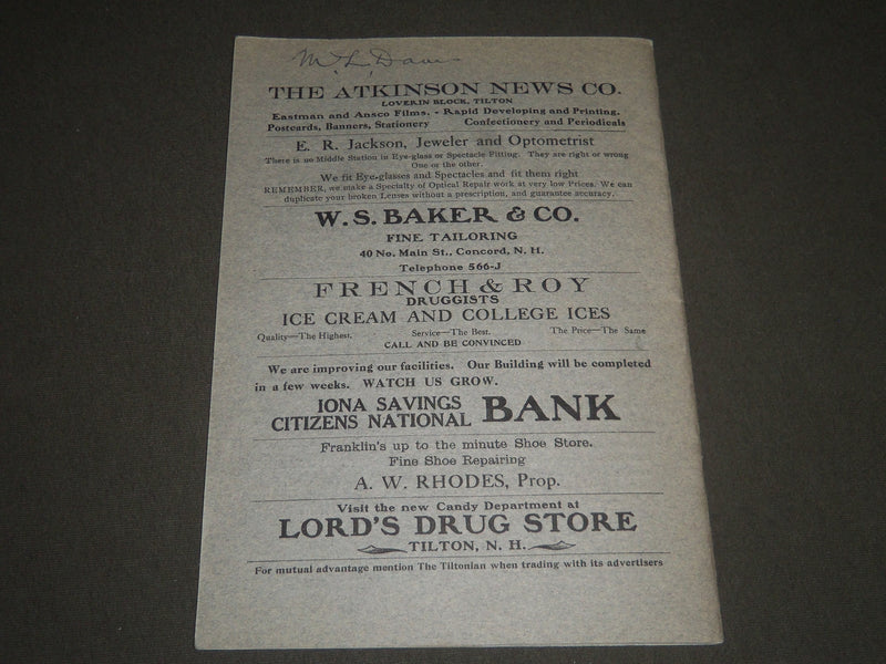 1915 NOVEMBER THE TILTONIAN MAGAZINE VOLUME 22 NO. 2 - NEW HAMPSHIRE - J 2340