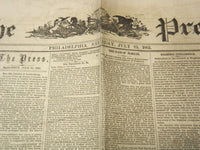 1863 JULY 25 THE PHILADELPHIA PRESS NEWSPAPER - THE RAID OF MORGAN - NP 9002
