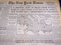 1942 NOV 13 NEW YORK TIMES - U. S. BRITISH 50 MILES FROM TUNISIA - NT 1172