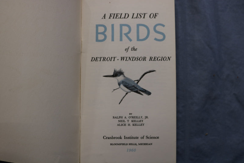 1960 FIELD LIST OF BIRDS OF THE DETROIT-WINDSOR REGION - SOFTCOVER BOOK - K 3227