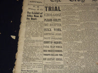 1901 SEPT THE TROY DAILY TIMES NEWSPAPER LOT OF 4 - CZOLGOSZ TRIAL - NP 1426C