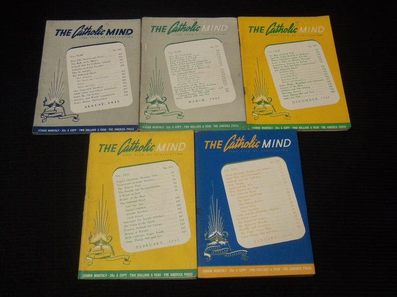 1944-1945 THE CATHOLIC MIND DIGEST MAGAZINE LOT OF 5 ISSUES - K 2173