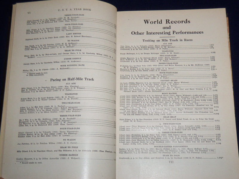1945 U.S.T.A ANNUAL YEAR BOOK TROTTING & PACING IN 1944 VOLUME 57 PT 1- KD 2058M